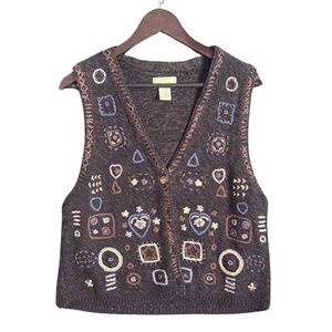 St. John’s Bay Patchwork Knitted Button Down Vest
